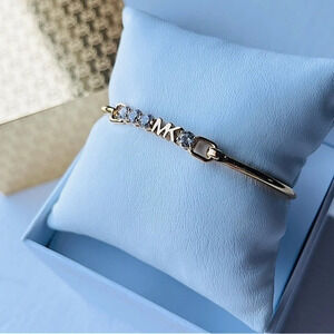 Michael Kors MK Crystal Logo Bracelet Gold Tone NWT
